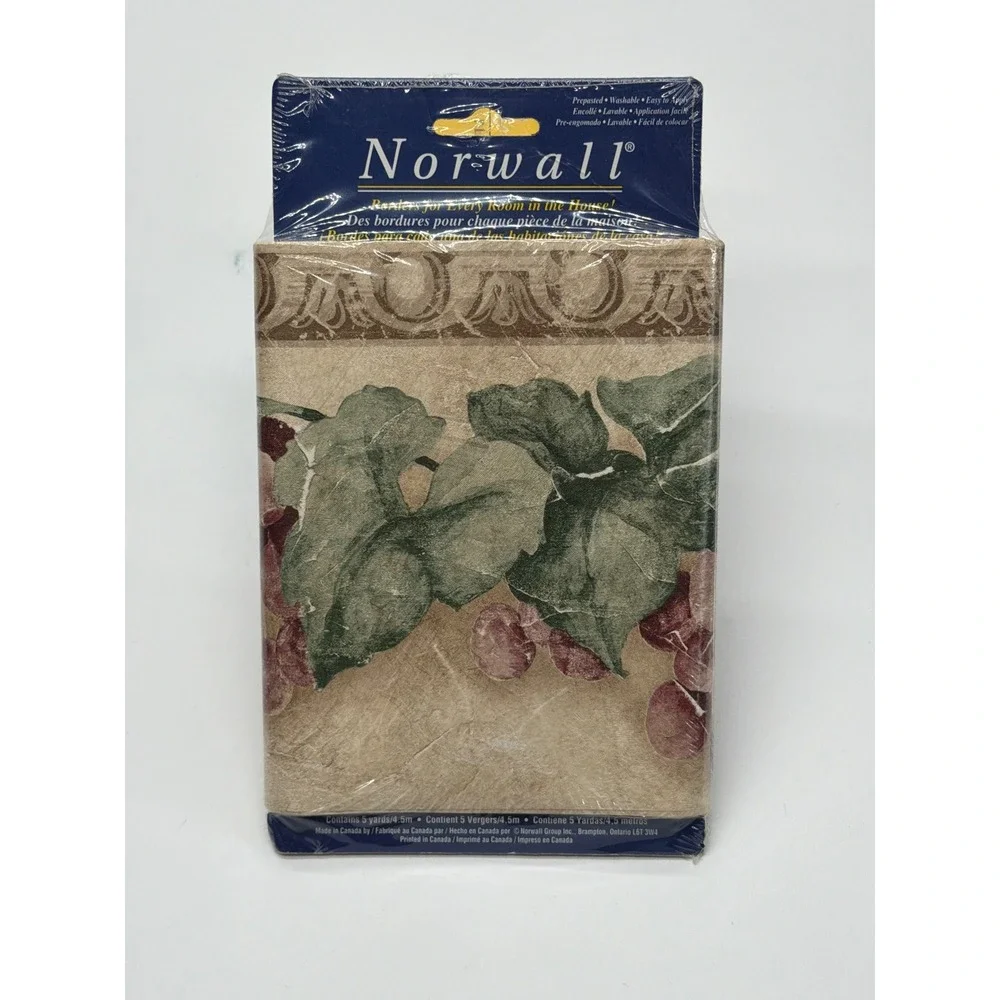 Norwall Grape Vine Wallpaper Border 3 Rolls Prepasted Beige Purple